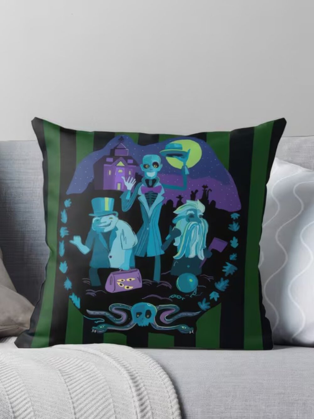 hauted mansion disney parks pillow cover 18x18